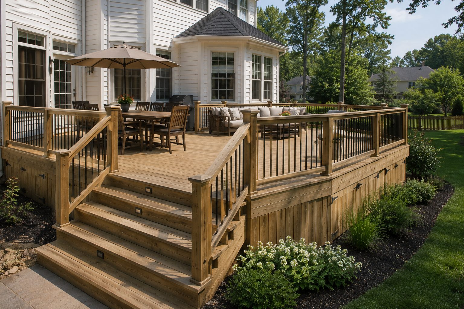 Pressure-treated wood deck built by Berriz in Northern Virginia